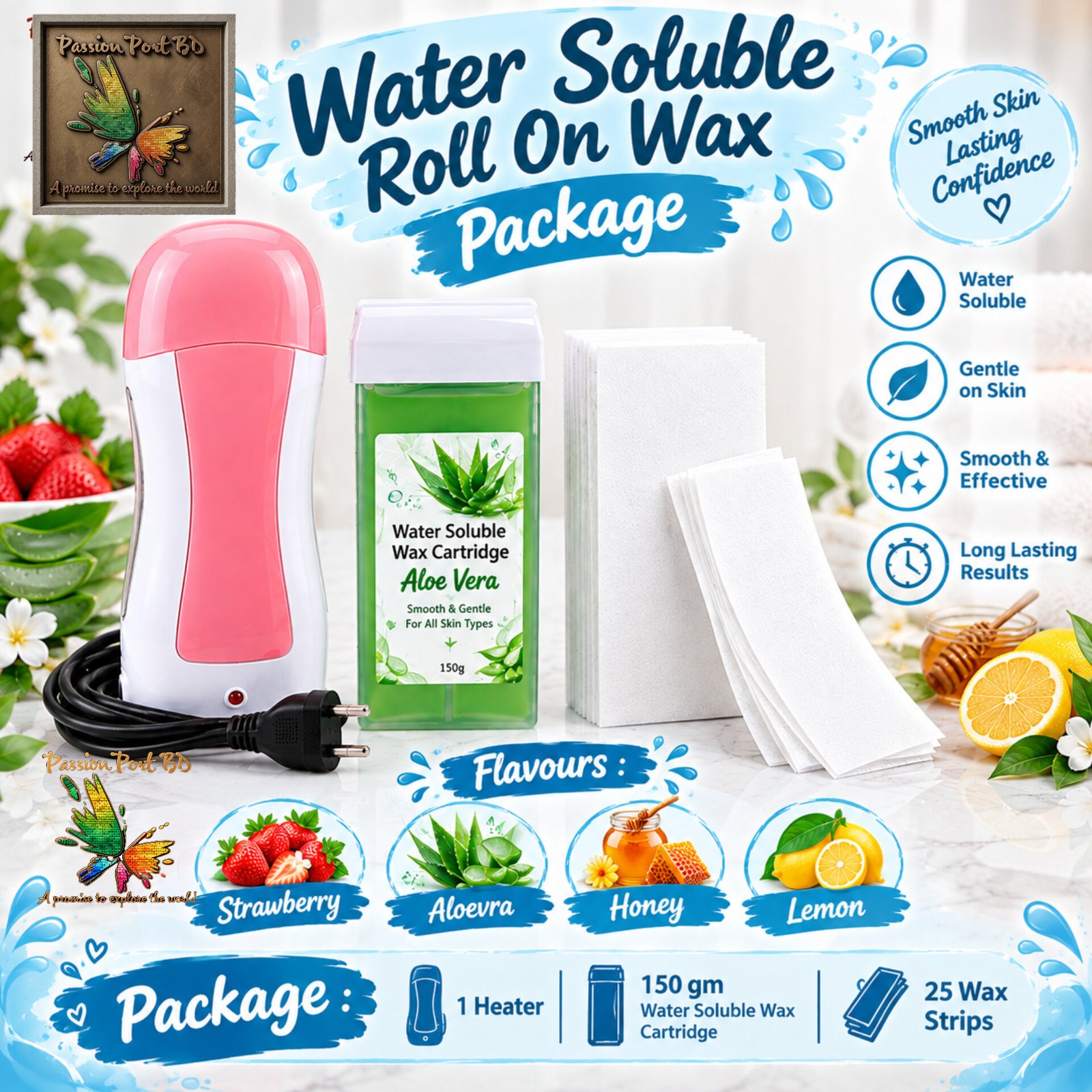 Water Soluble Roll On Wax Package