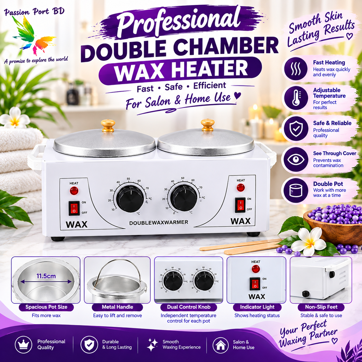 Double Chamber Wax Warmer Heater