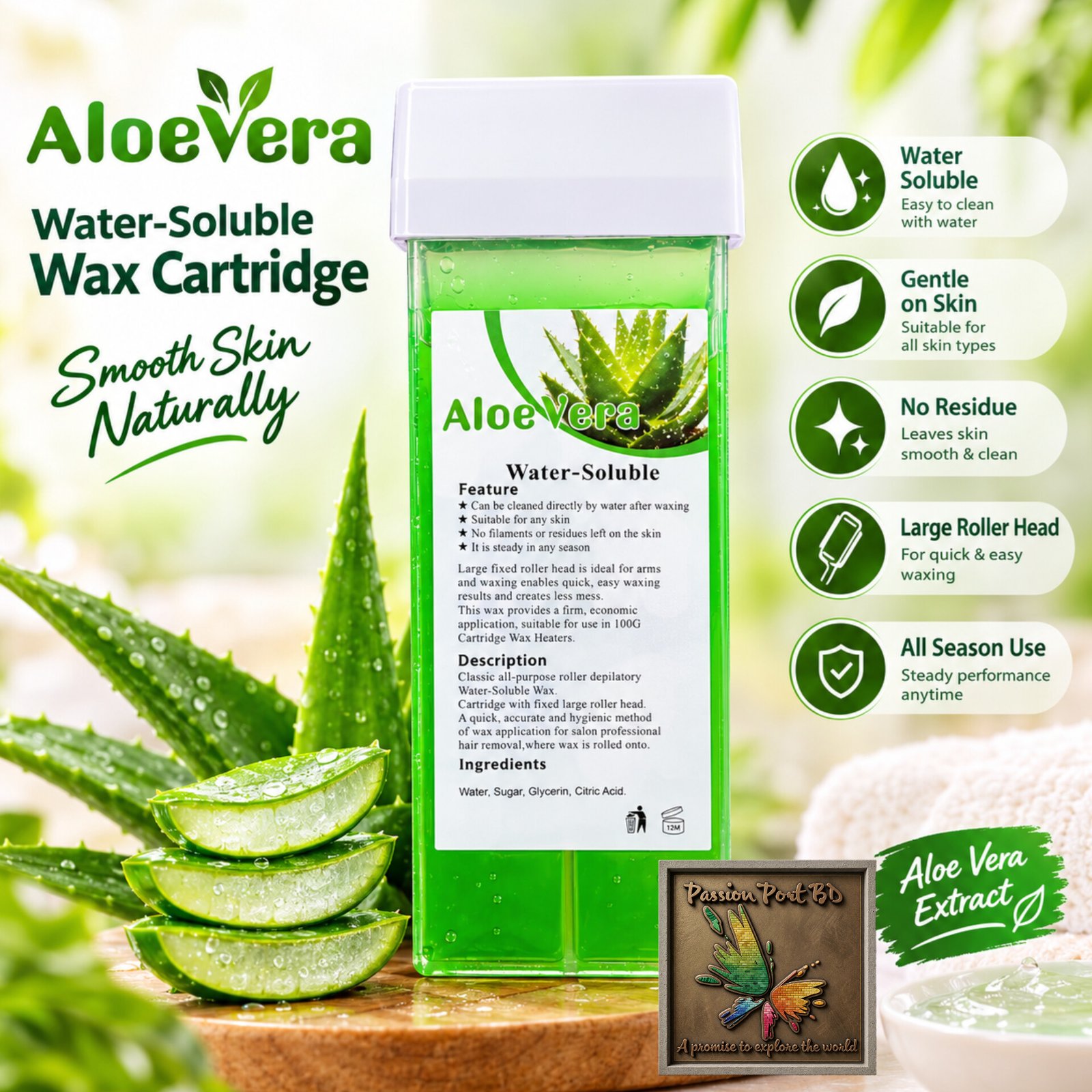 Water Soluble Wax Cartidage -150gm Aloevera