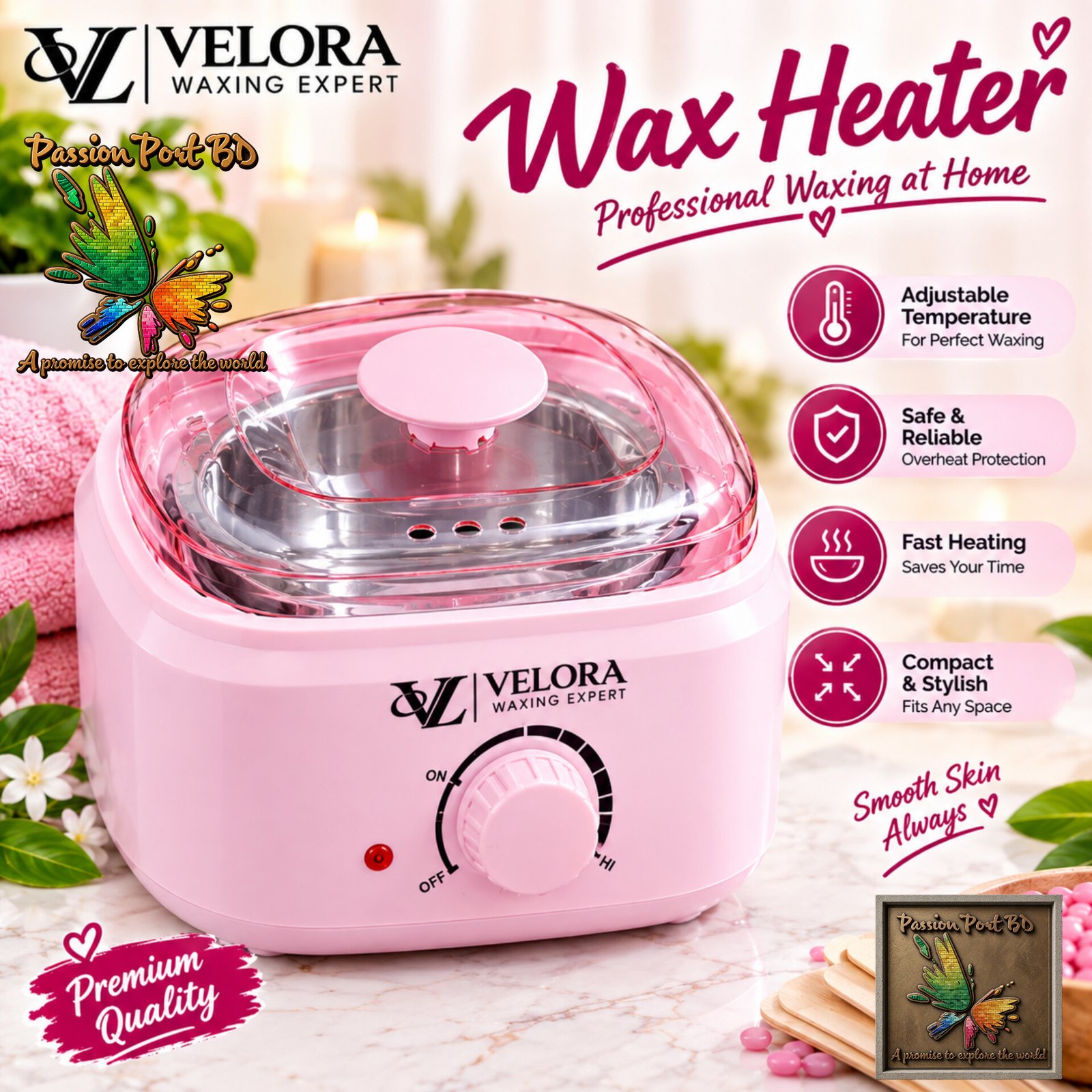 Velora Wax Heater - Pink